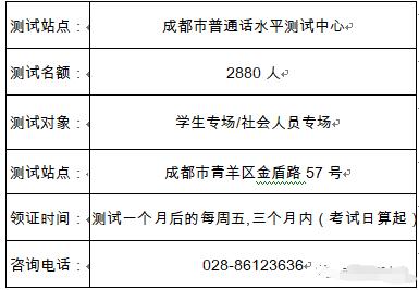 四川普通話考試報名